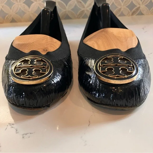 Tory Burch Womens Size 7.5 Black Patent Leather Caroline Ballet Flats - Picture 4 of 13